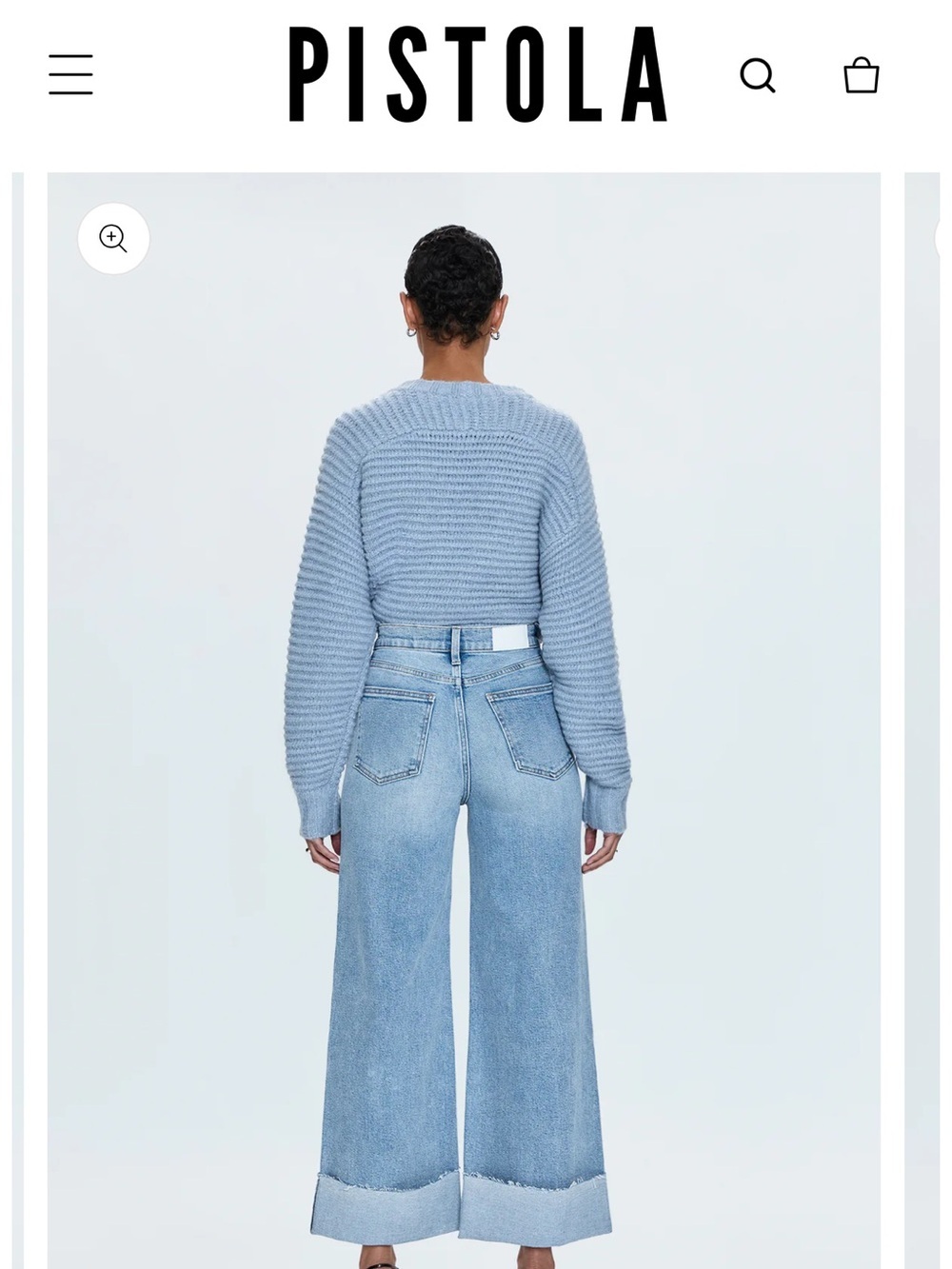 pistola Lana Faded Light Blue Ultra High-Rise Wide Leg Jeans in Snowcat 29 - Picture 2 of 9